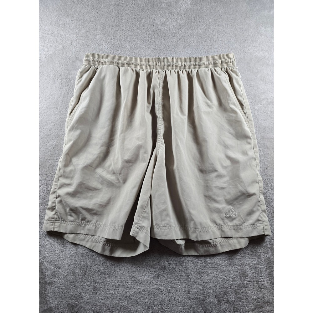 Adidas Athletic Shorts Mens XL Beige Basketball Gym Workout Pockets Y2K